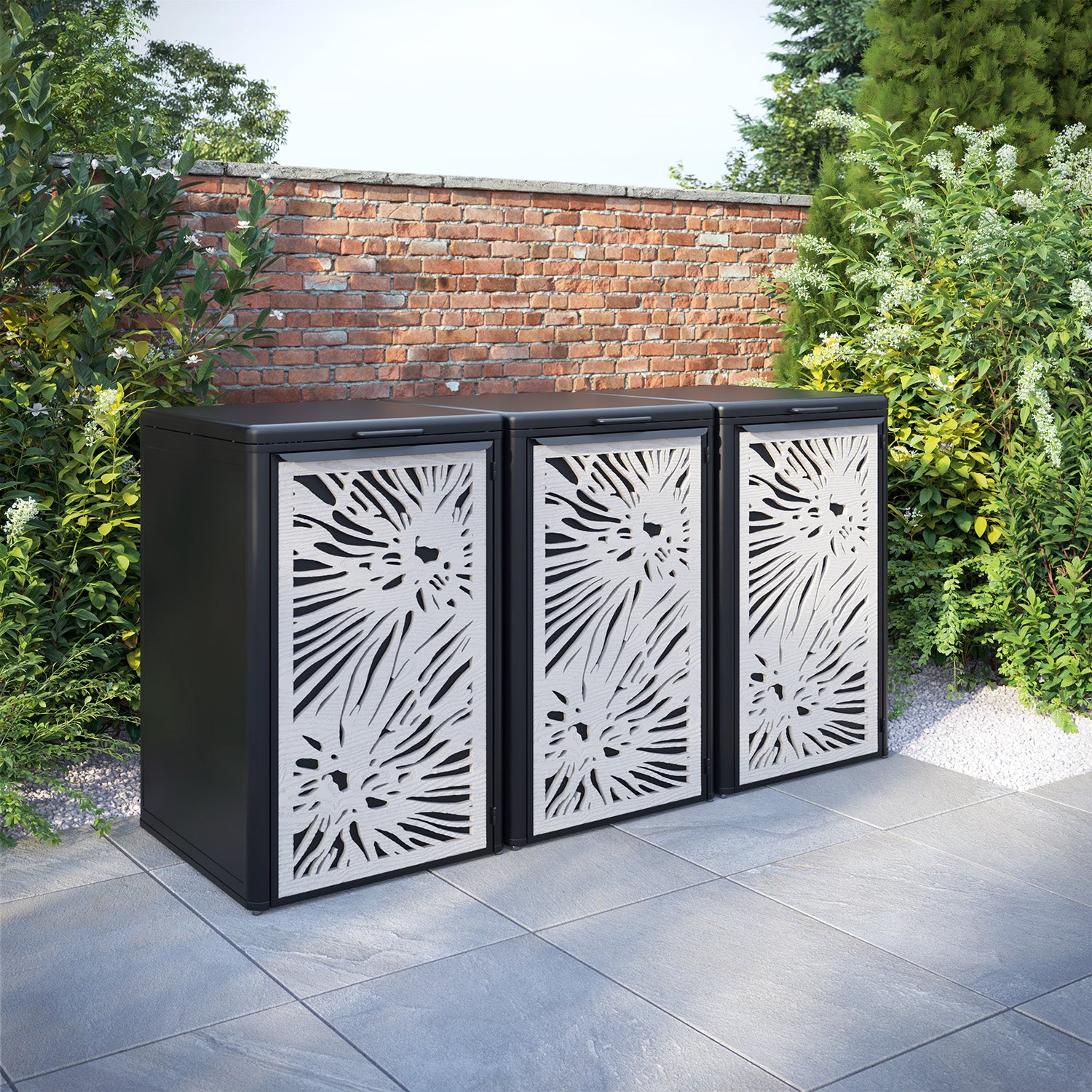 Curva Black 3 Bin Store with Poppy Door Screen