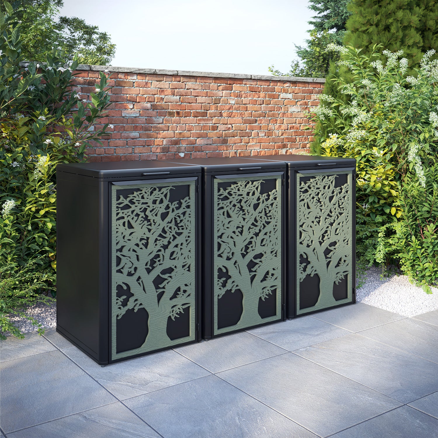 Curva Black 3 Bin Store with Sherwood Door Screen