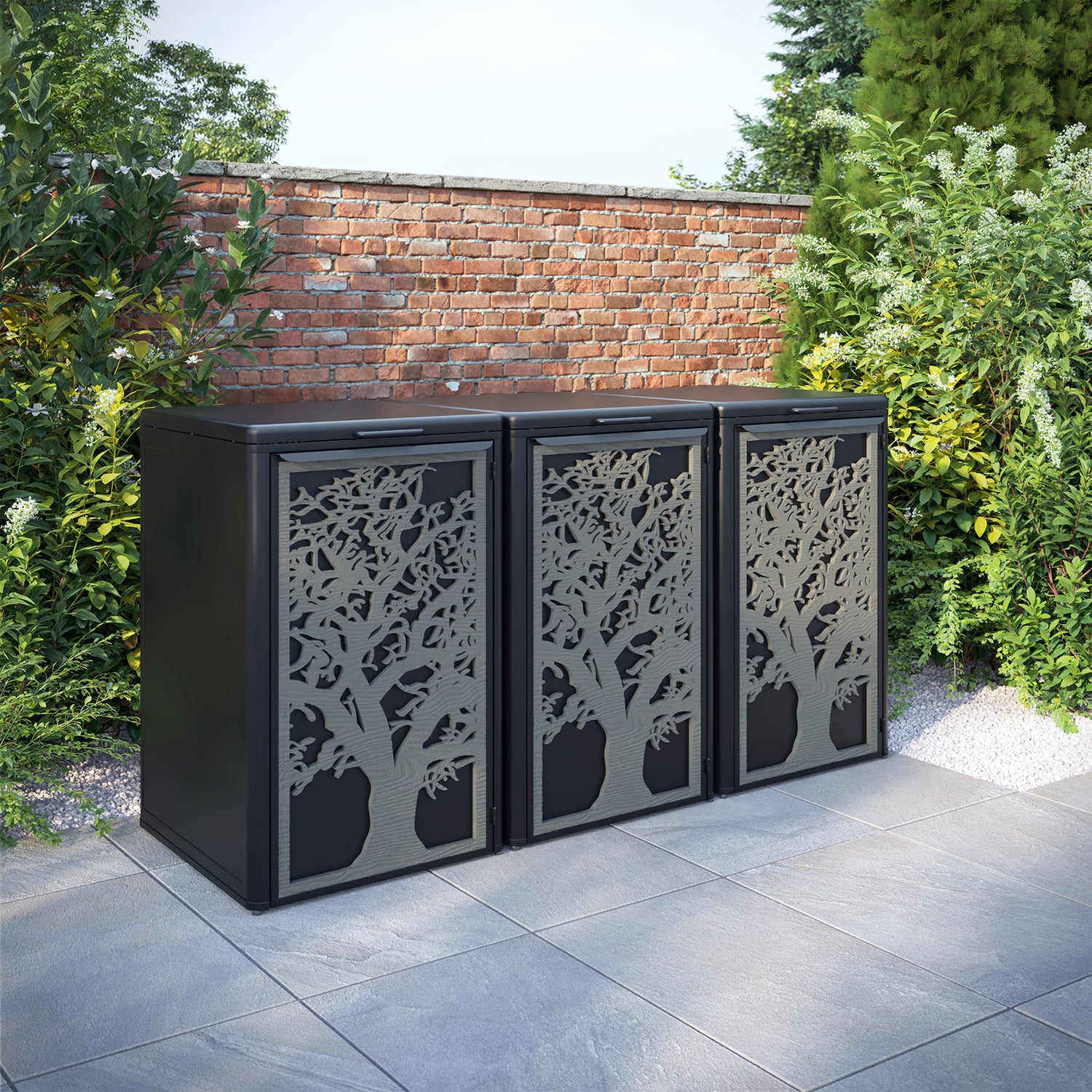 Curva Black 3 Bin Store with Sherwood Door Screen