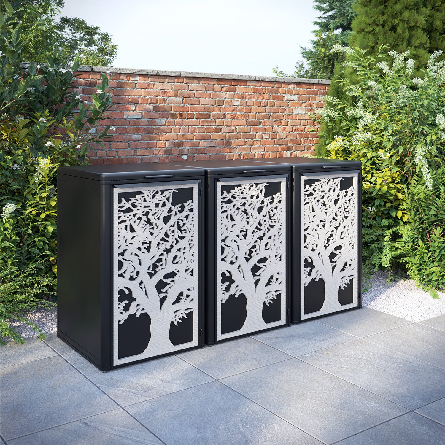 Curva Black 3 Bin Store with Sherwood Door Screen