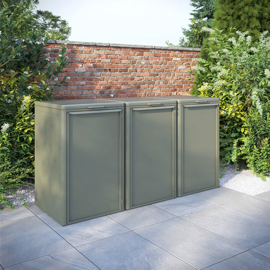 Curva Dusty Green 3 Bin Store with Aluminium Door