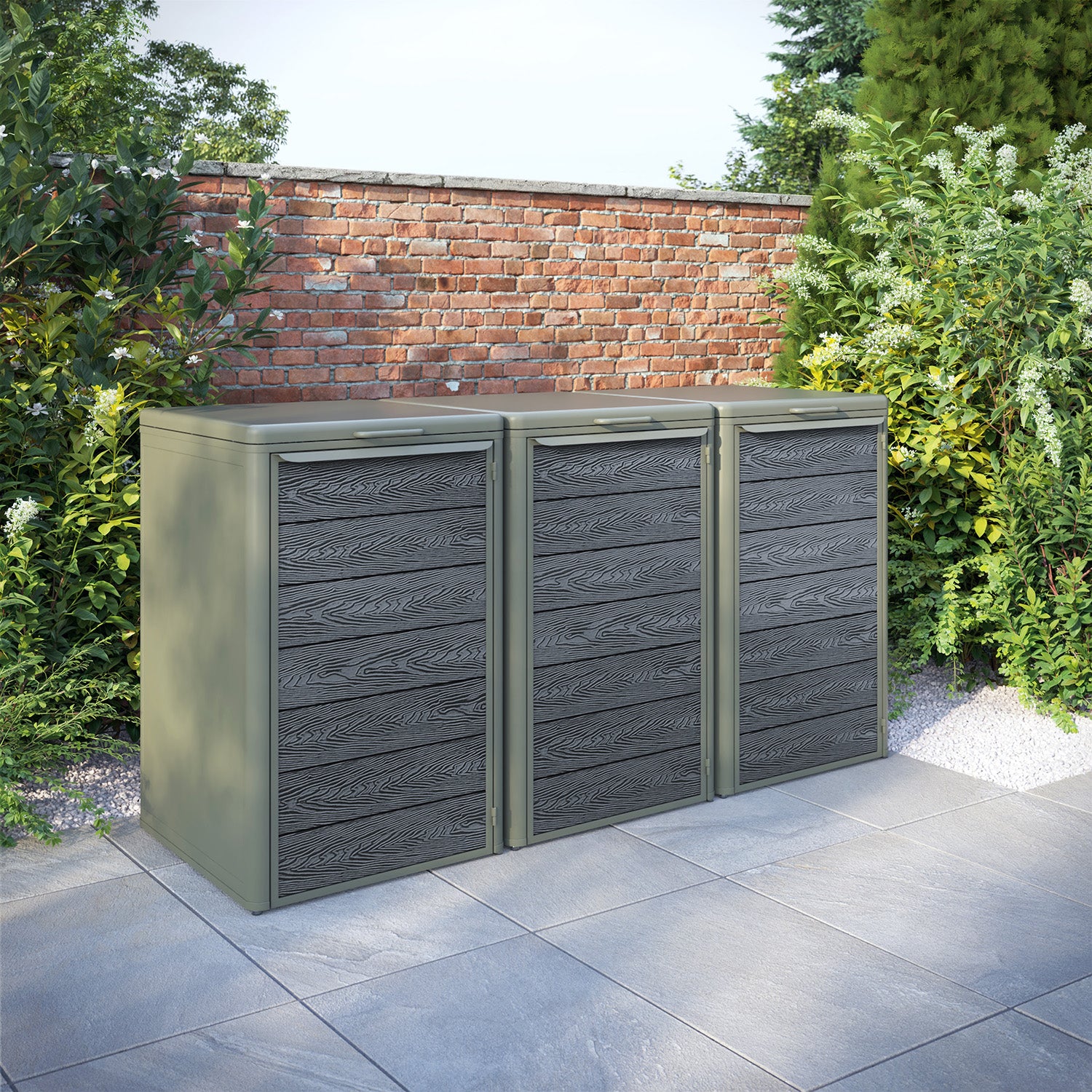 Curva Dusty Green 3 Bin Store with Classic Door Slat
