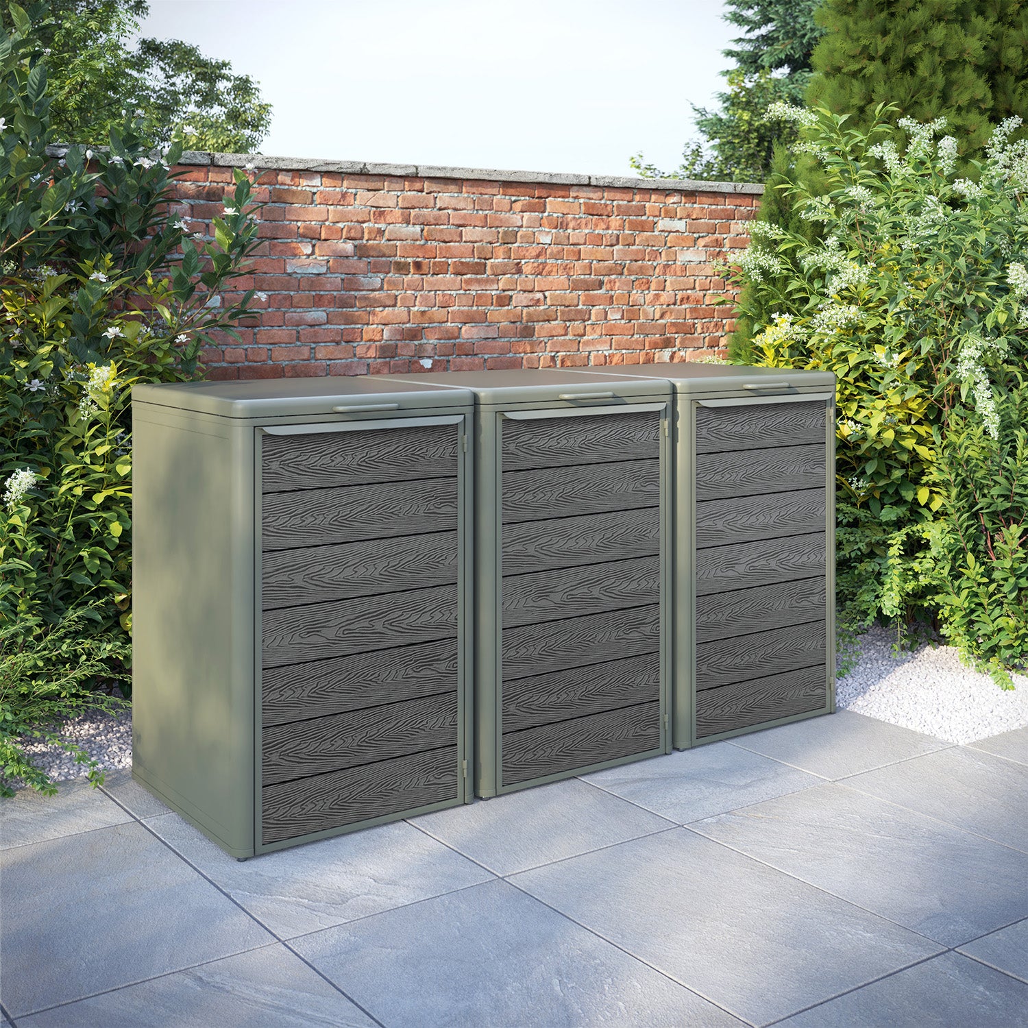 Curva Dusty Green 3 Bin Store with Classic Door Slat