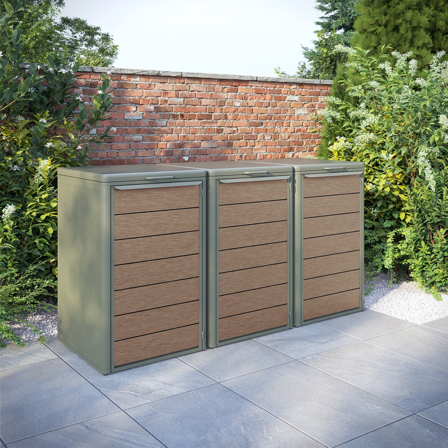 Curva Dusty Green 3 Bin Store with Fusion Door Slat