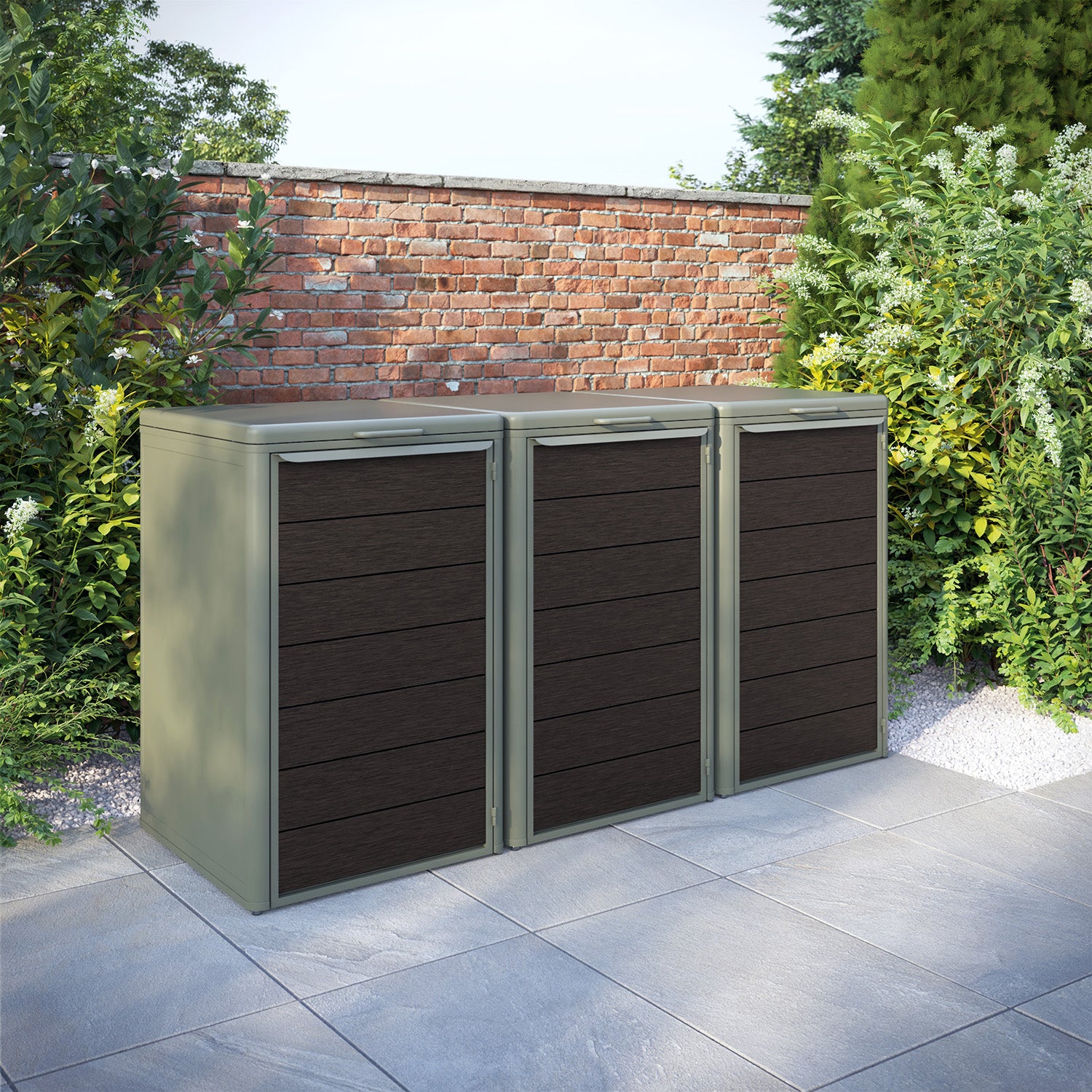 Curva Dusty Green 3 Bin Store with Fusion Door Slat