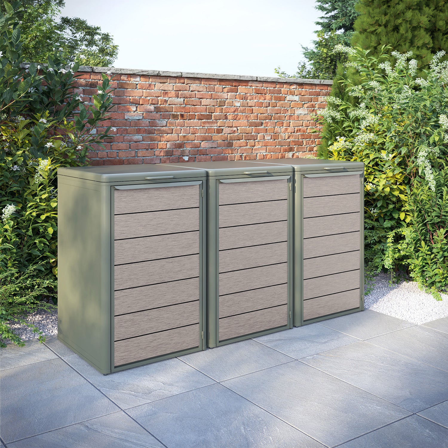 Curva Dusty Green 3 Bin Store with Fusion Door Slat