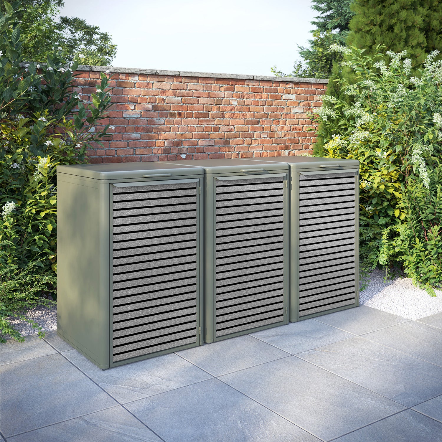 Curva Dusty Green 3 Bin Store with Hudson Door Slat