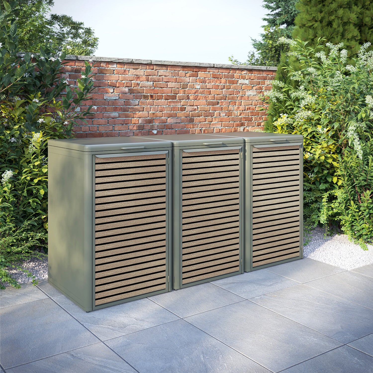 Curva Dusty Green 3 Bin Store with Hudson Door Slat