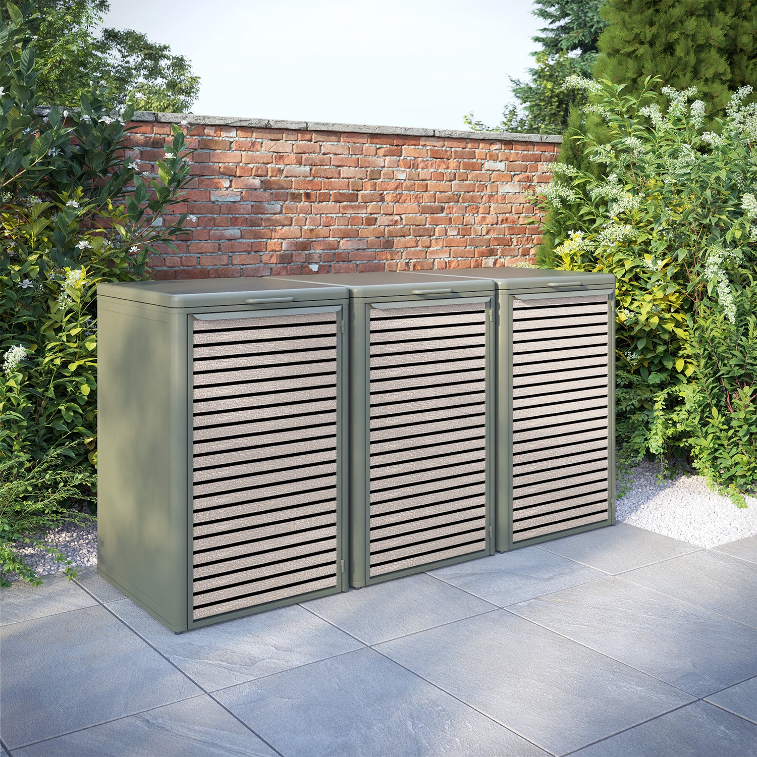 Curva Dusty Green 3 Bin Store with Hudson Door Slat