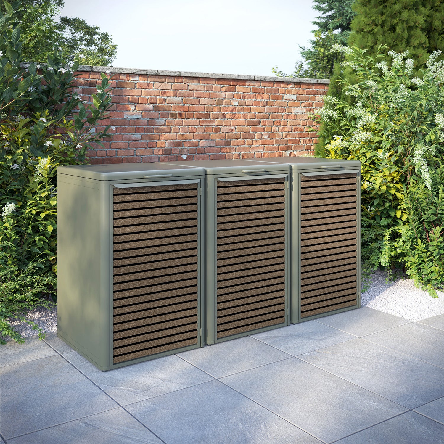 Curva Dusty Green 3 Bin Store with Hudson Door Slat