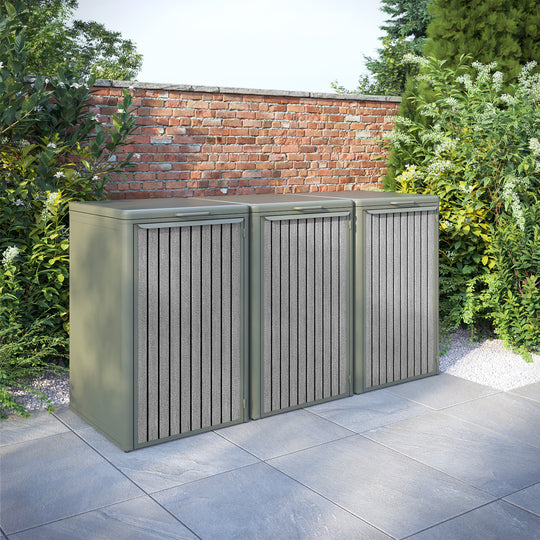 Curva Dusty Green 3 Bin Store with Virtis Door Slat