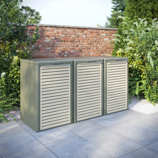 Curva Dusty Green 3 Bin Store with Aspen Door Screen