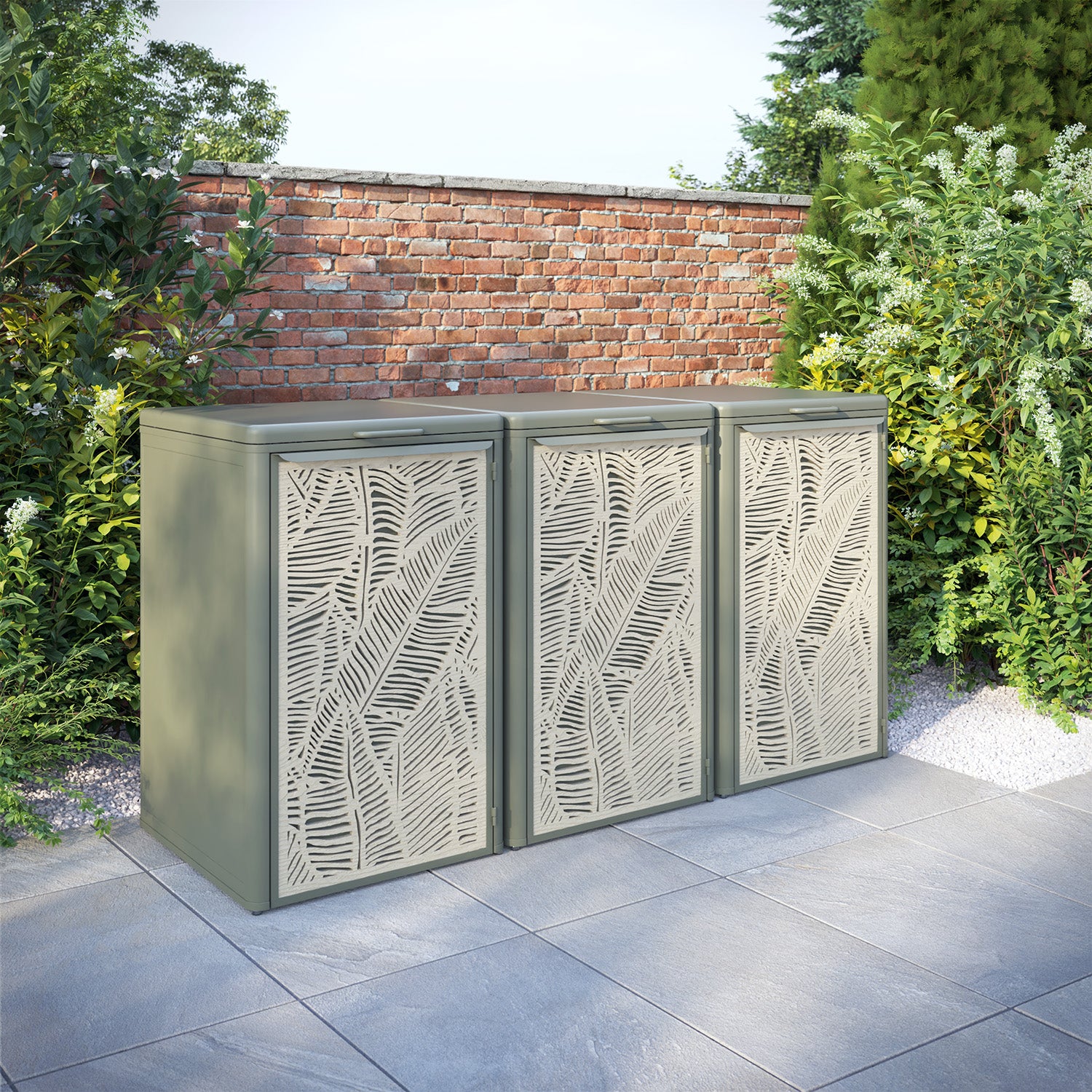 Curva Dusty Green 3 Bin Store with Feather Door Screen