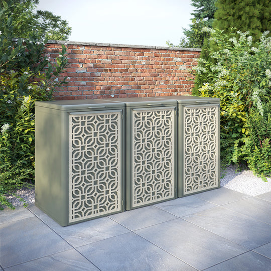 Curva Dusty Green 3 Bin Store with Micro Door Screen