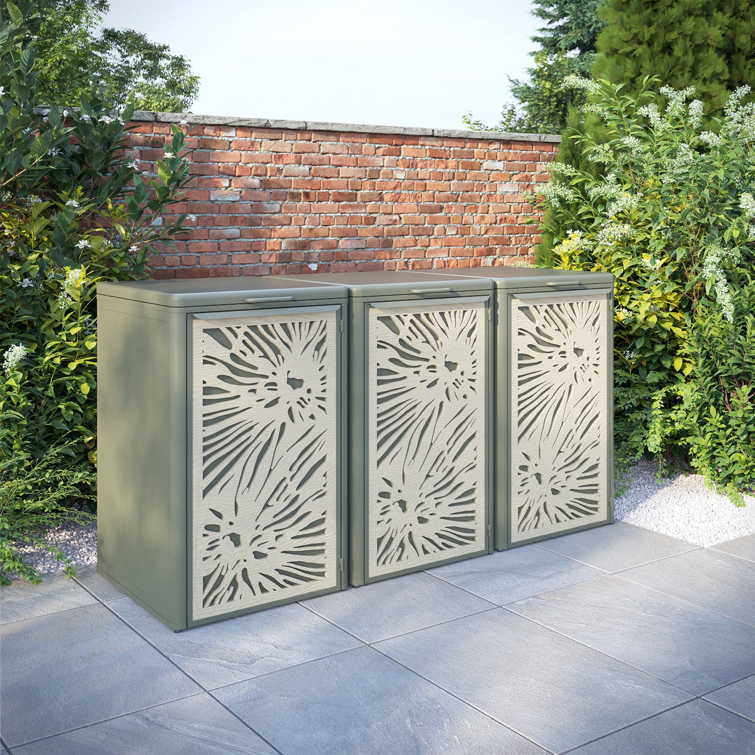 Curva Dusty Green 3 Bin Store with Poppy Door Screen