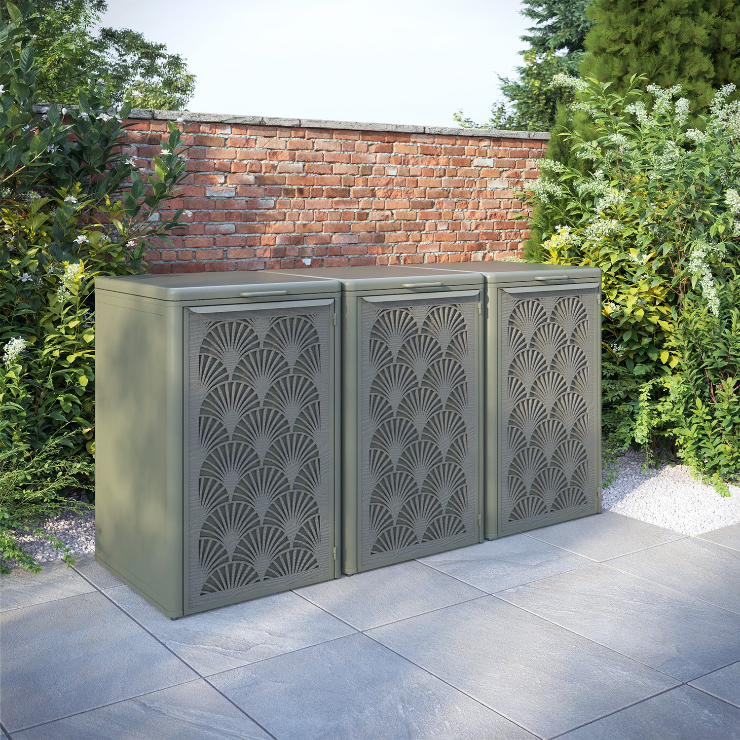 Curva Dusty Green 3 Bin Store with Laurel Door Screen