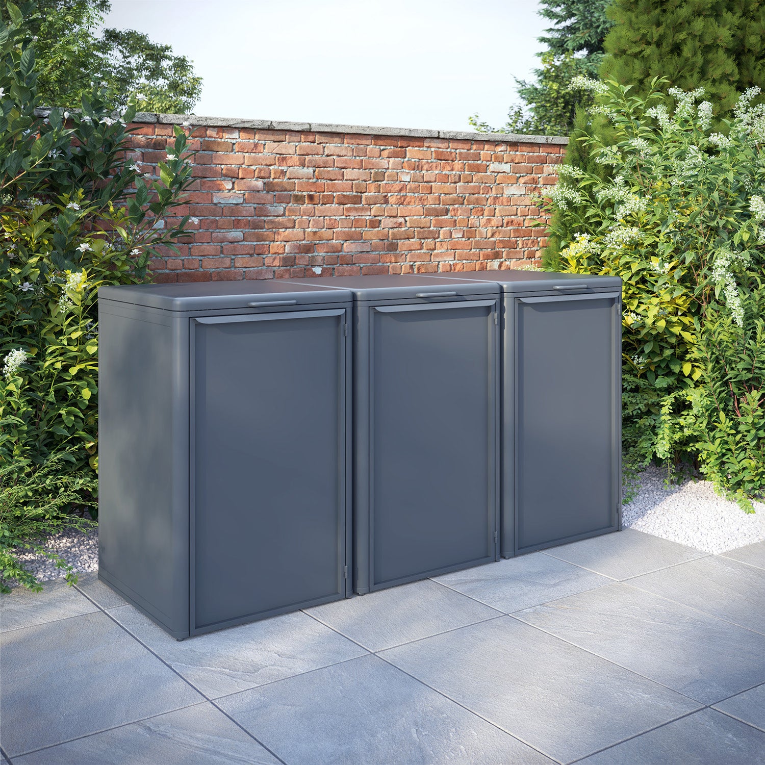 Curva Anthracite Grey 3 Bin Store with Aluminium Door
