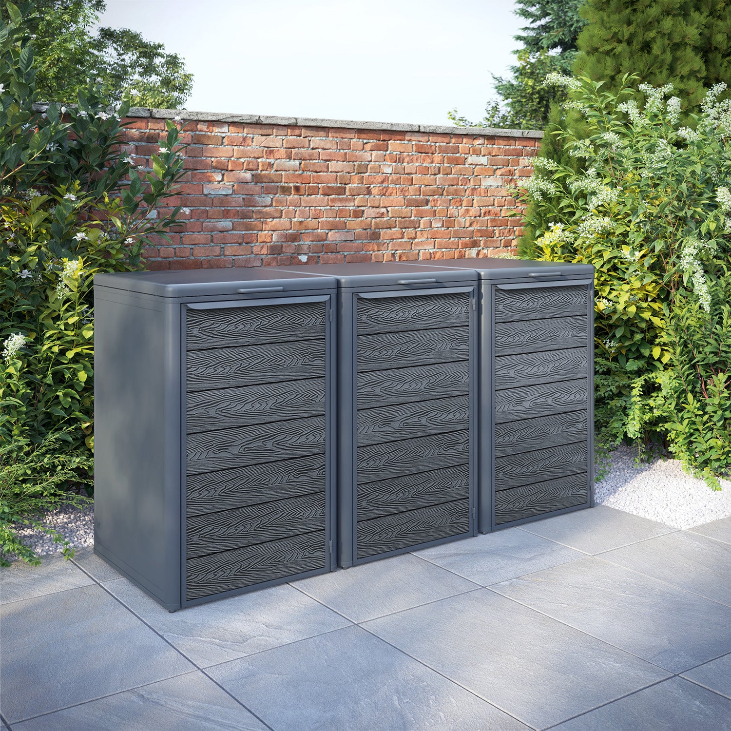 Curva Anthracite Grey 3 Bin Store with Classic Door Slat
