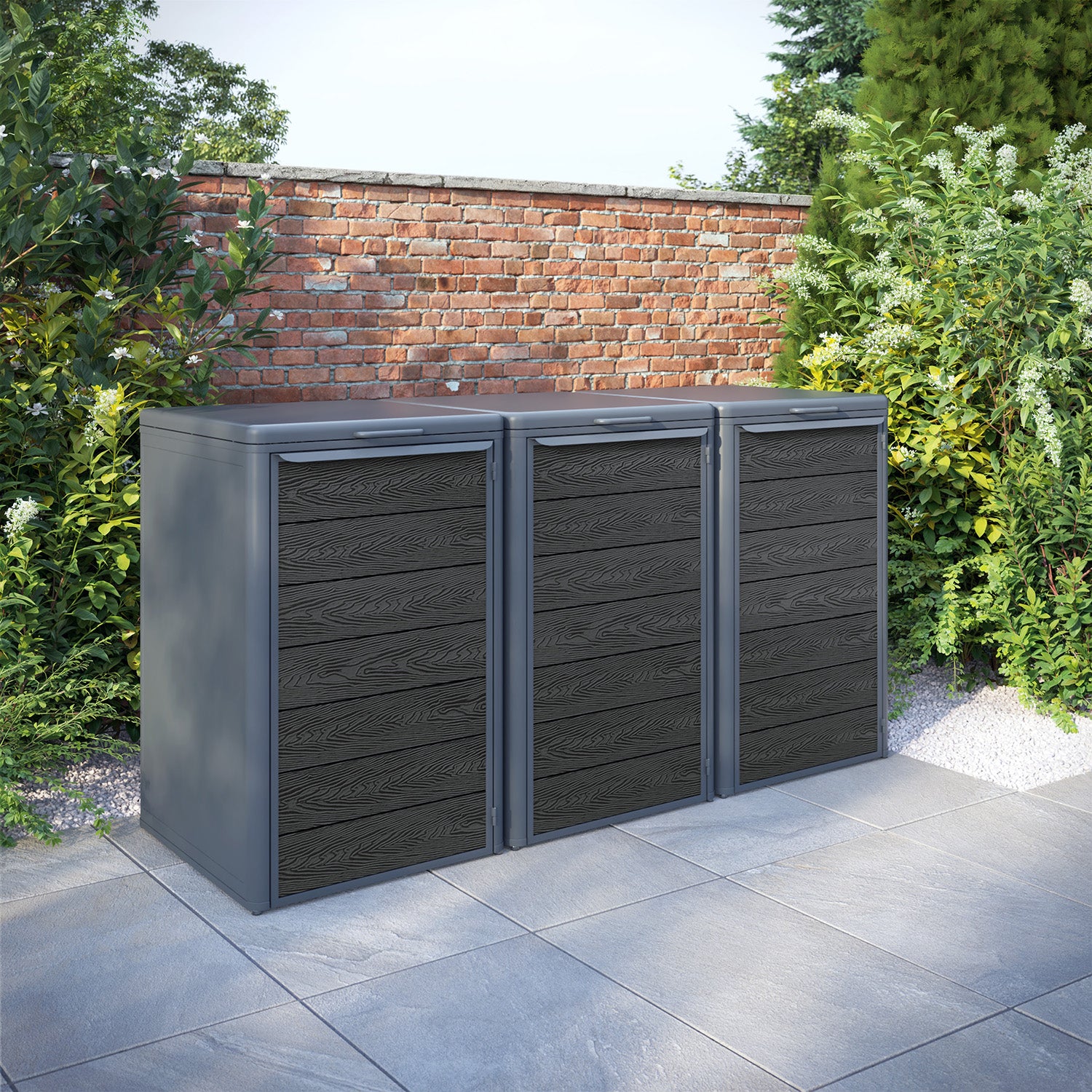 Curva Anthracite Grey 3 Bin Store with Classic Door Slat
