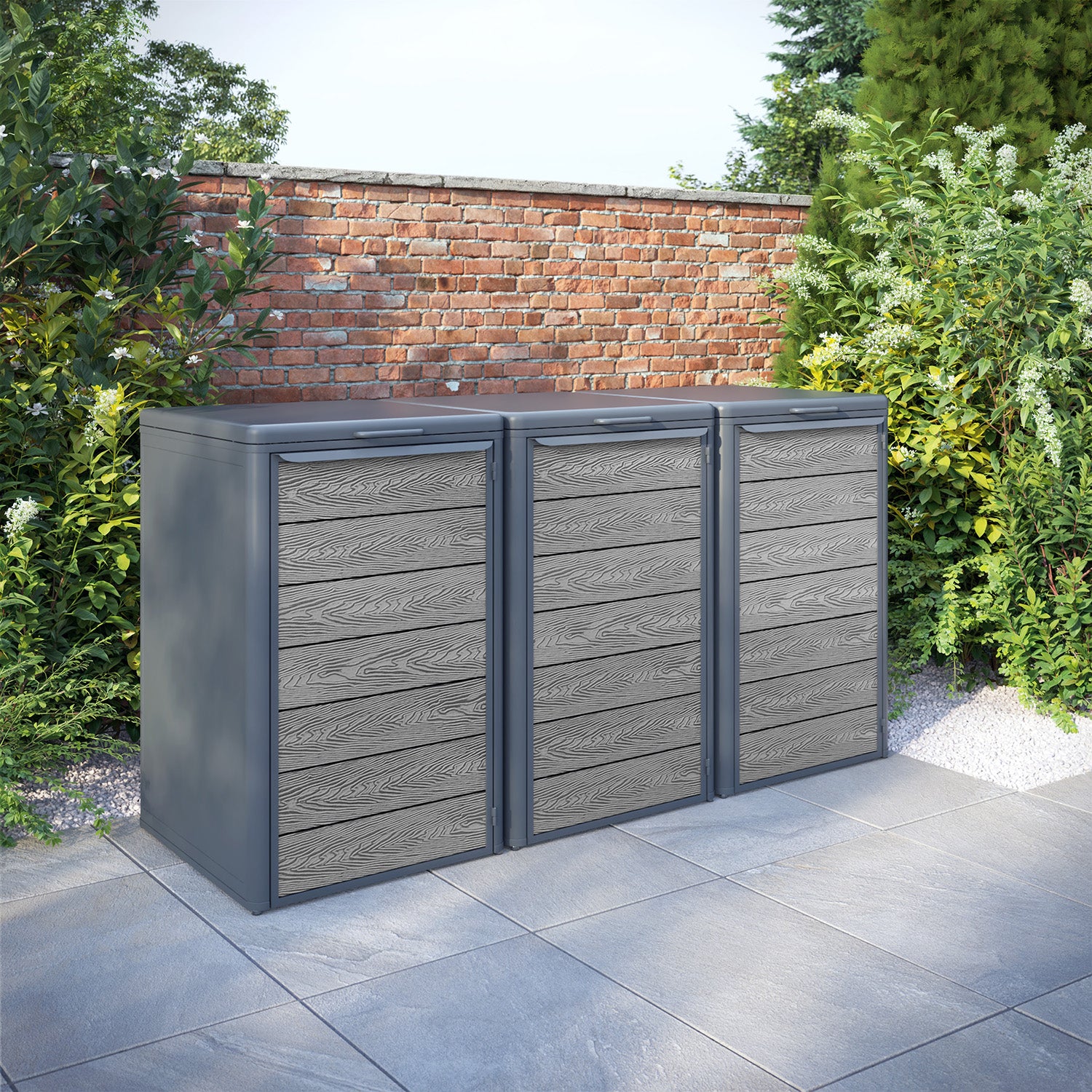Curva Anthracite Grey 3 Bin Store with Classic Door Slat