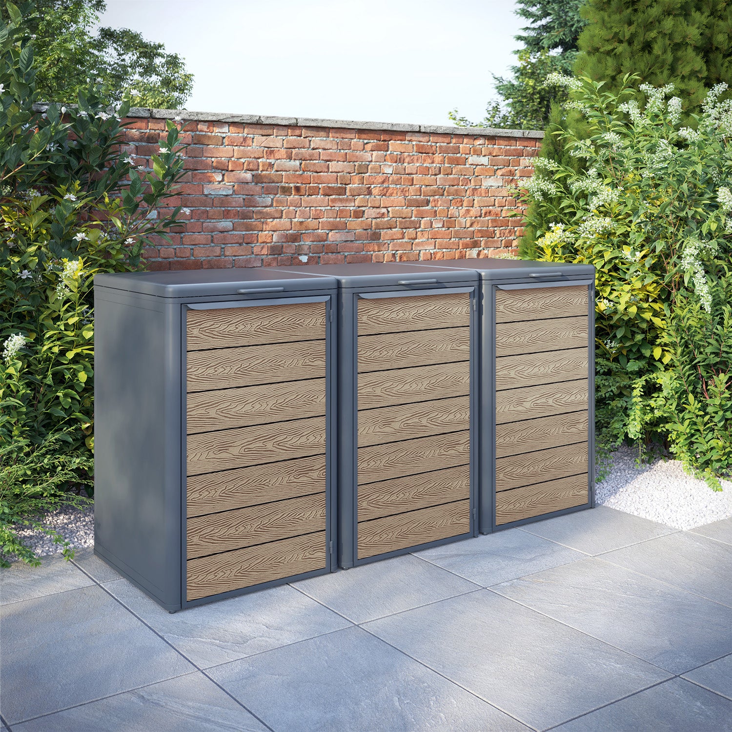 Curva Anthracite Grey 3 Bin Store with Classic Door Slat