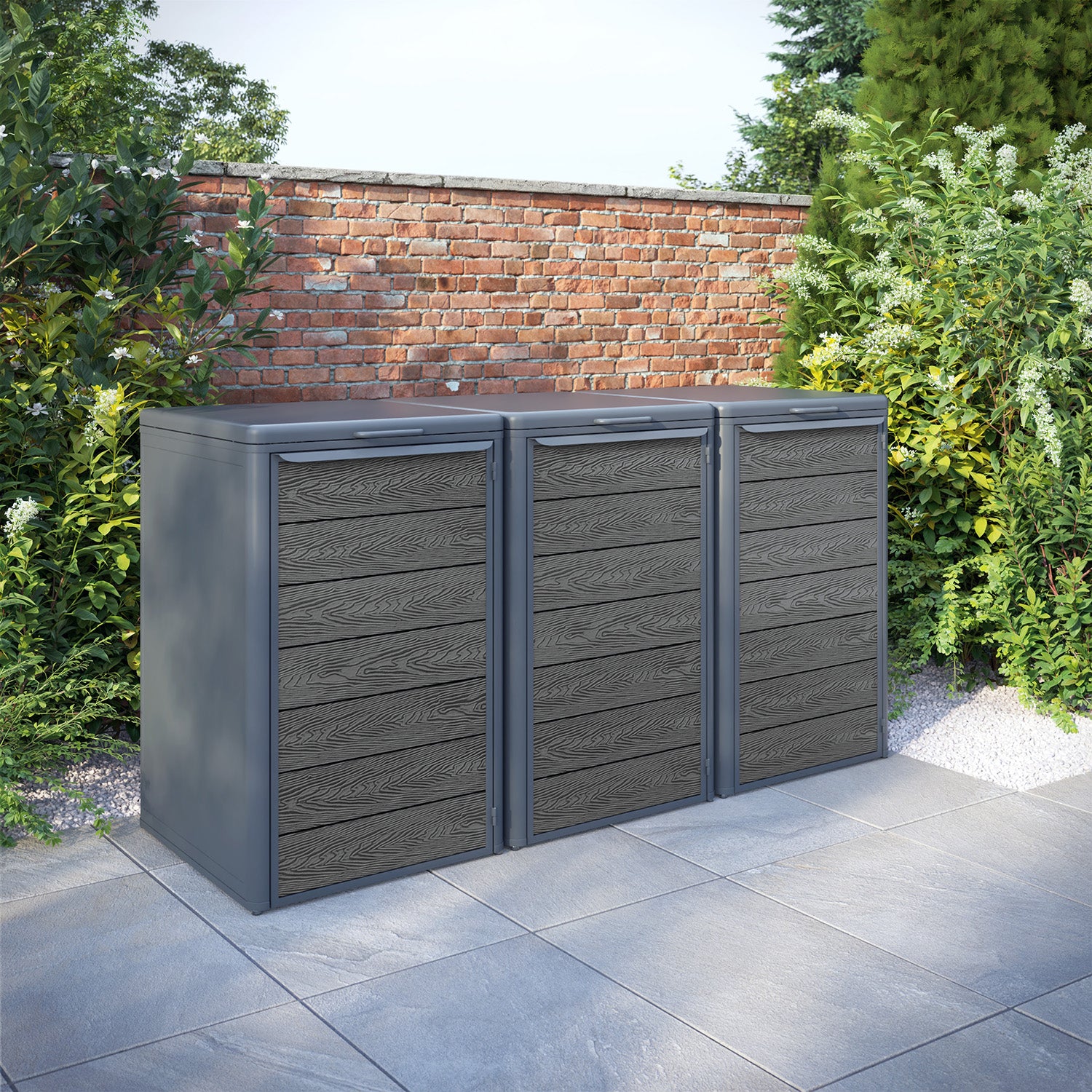 Curva Anthracite Grey 3 Bin Store with Classic Door Slat