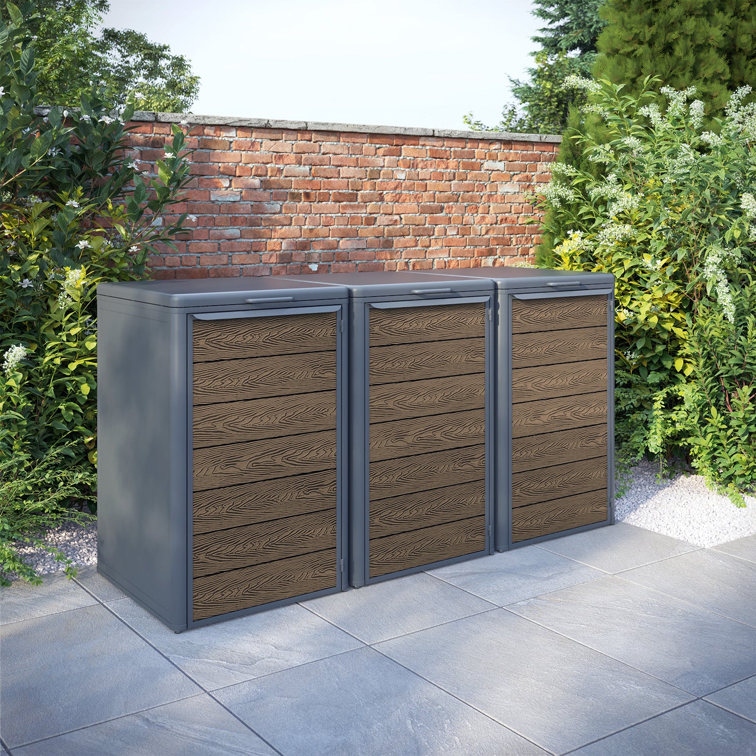 Curva Anthracite Grey 3 Bin Store with Classic Door Slat