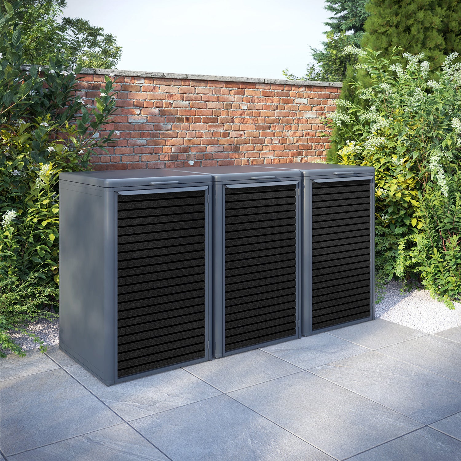 Curva Anthracite Grey 3 Bin Store with Hudson Door Slat