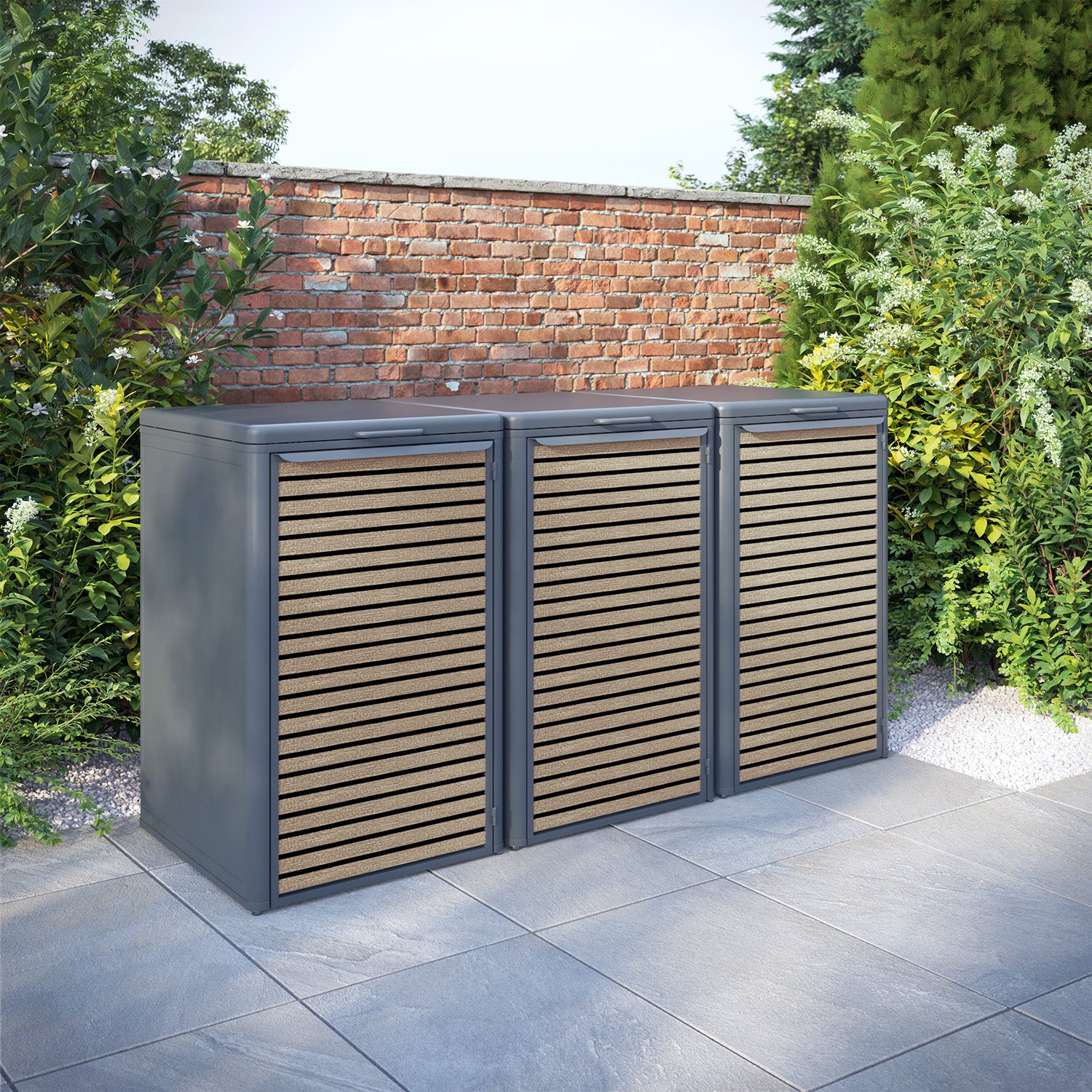 Curva Anthracite Grey 3 Bin Store with Hudson Door Slat