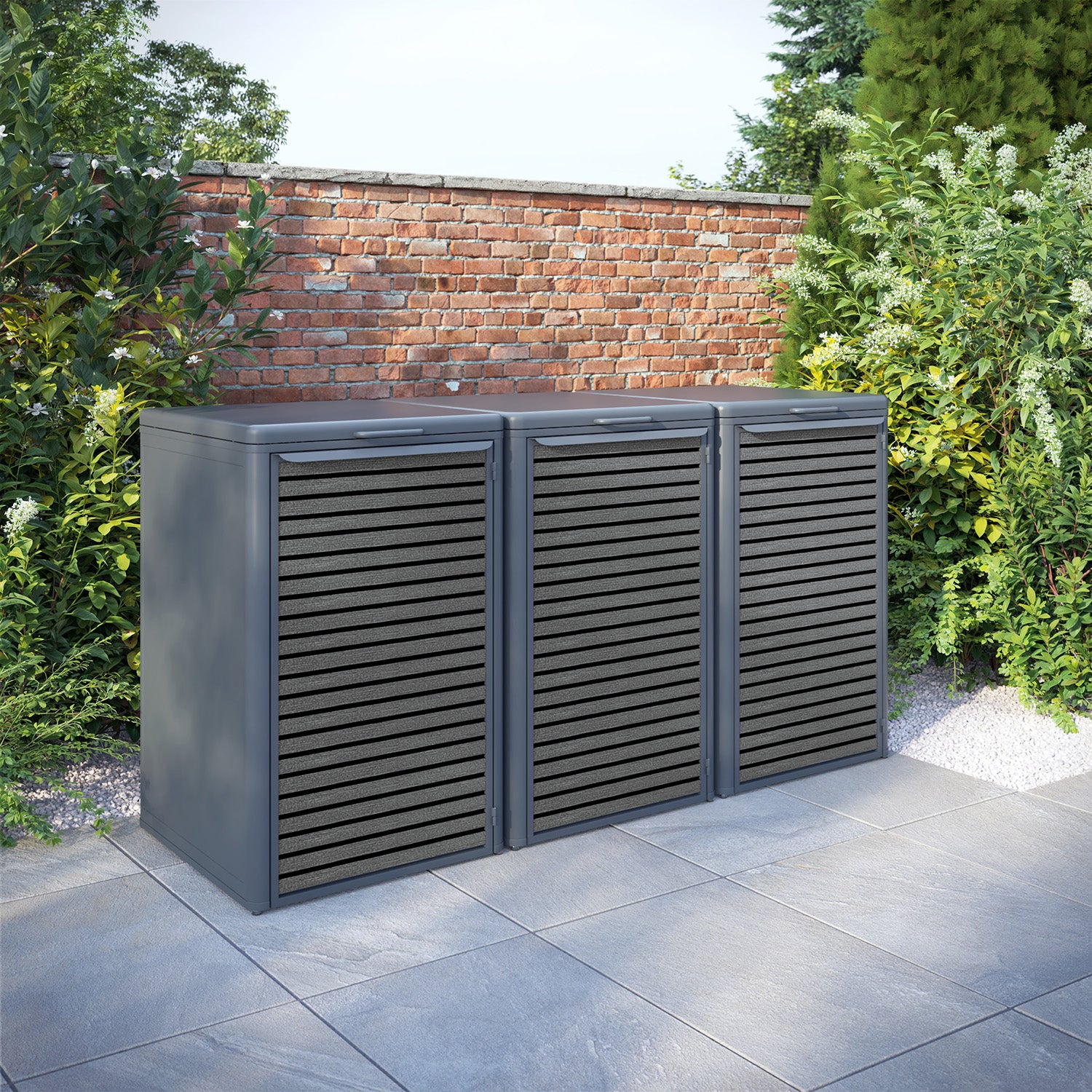 Curva Anthracite Grey 3 Bin Store with Hudson Door Slat