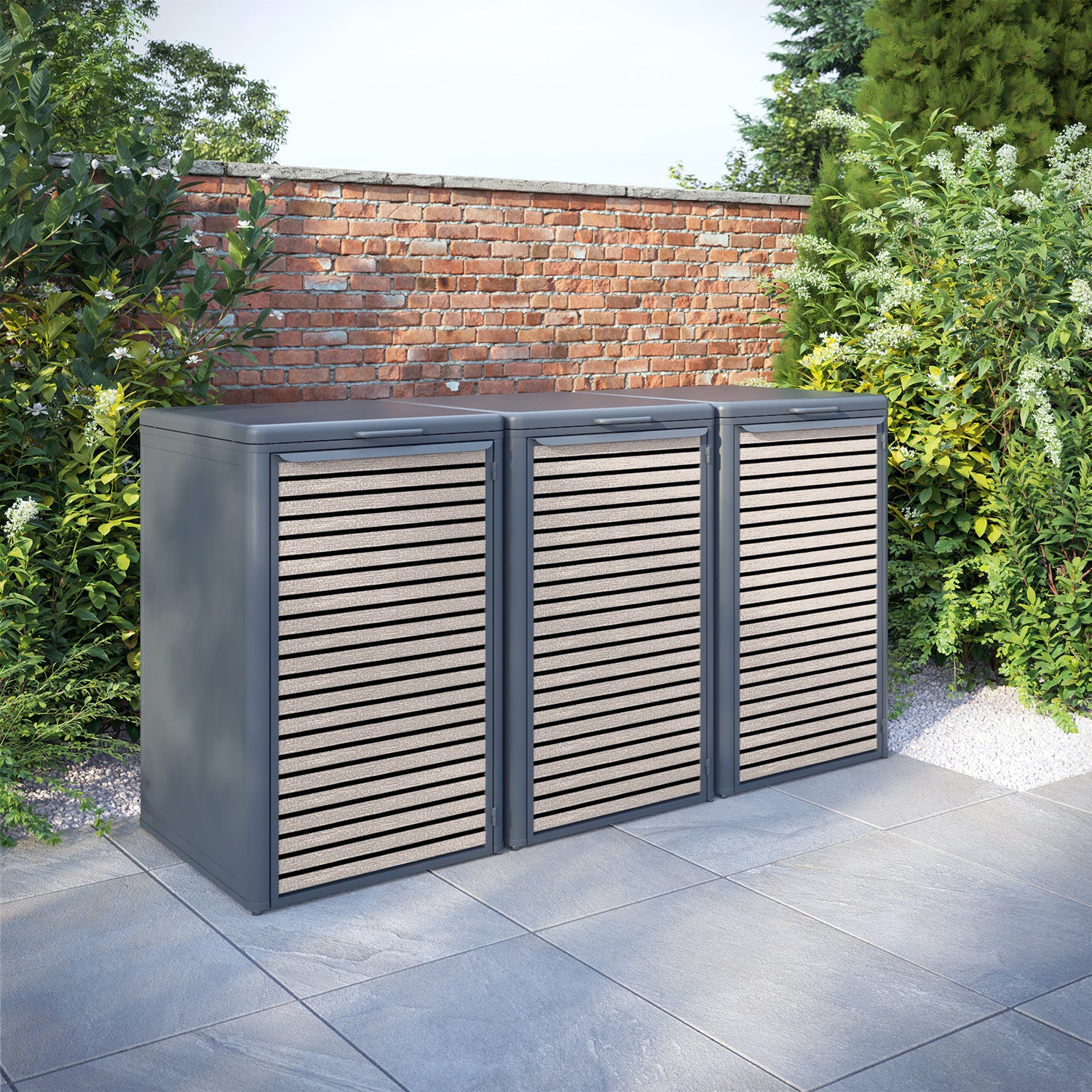 Curva Anthracite Grey 3 Bin Store with Hudson Door Slat