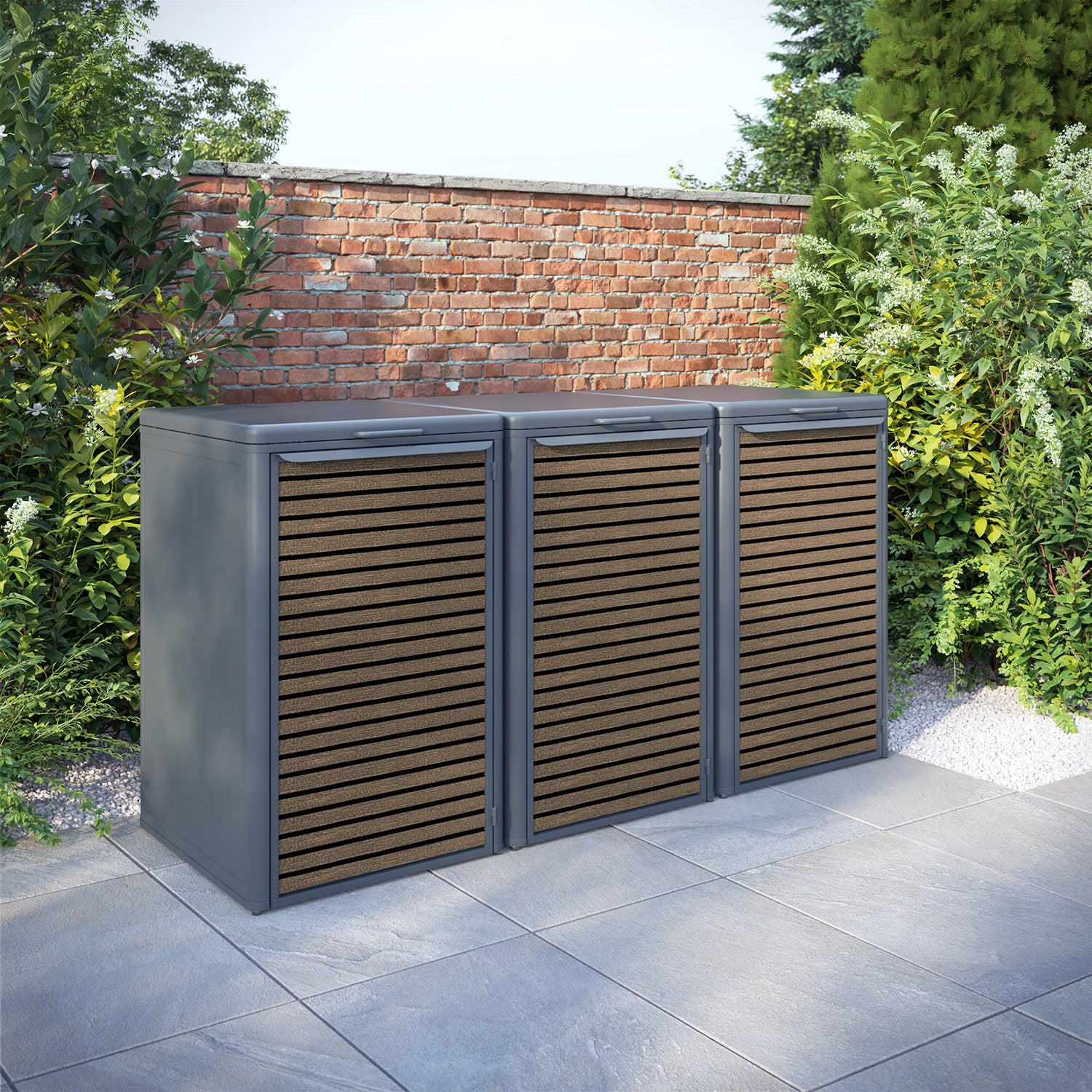 Curva Anthracite Grey 3 Bin Store with Hudson Door Slat