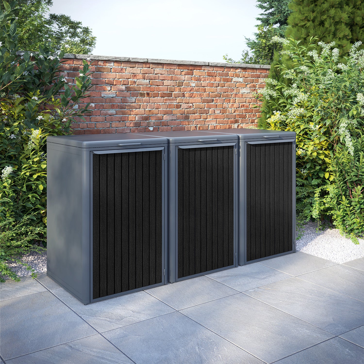 Curva Anthracite Grey 3 Bin Store with Virtis Door Slat