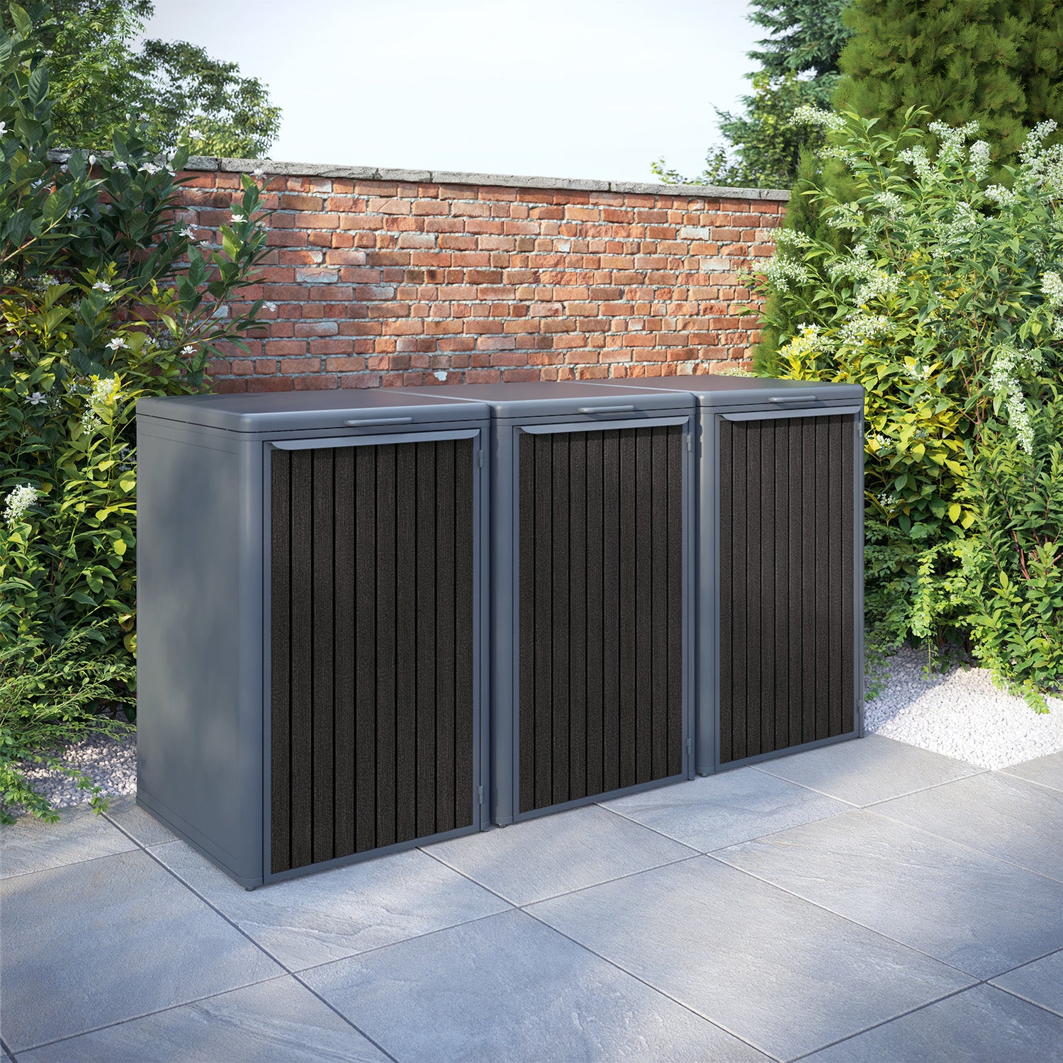 Curva Anthracite Grey 3 Bin Store with Virtis Door Slat