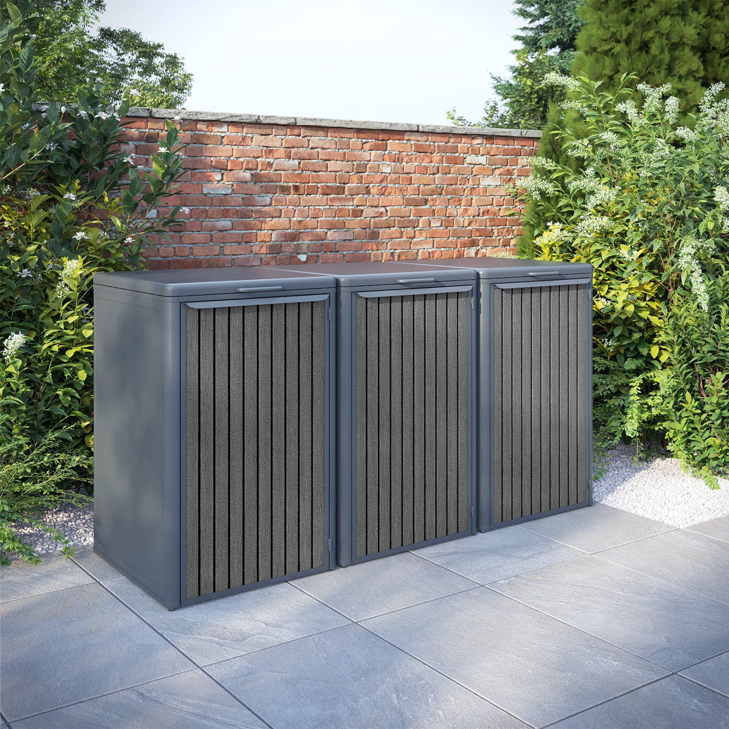 Curva Anthracite Grey 3 Bin Store with Virtis Door Slat