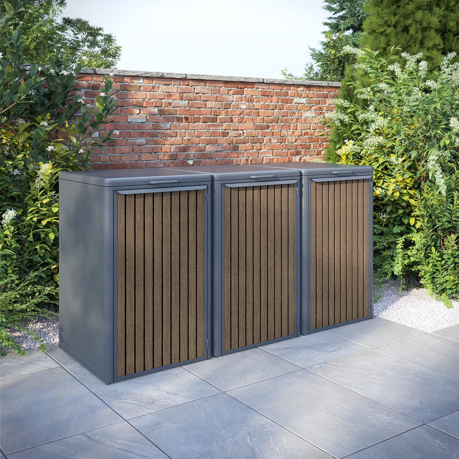 Curva Anthracite Grey 3 Bin Store with Virtis Door Slat