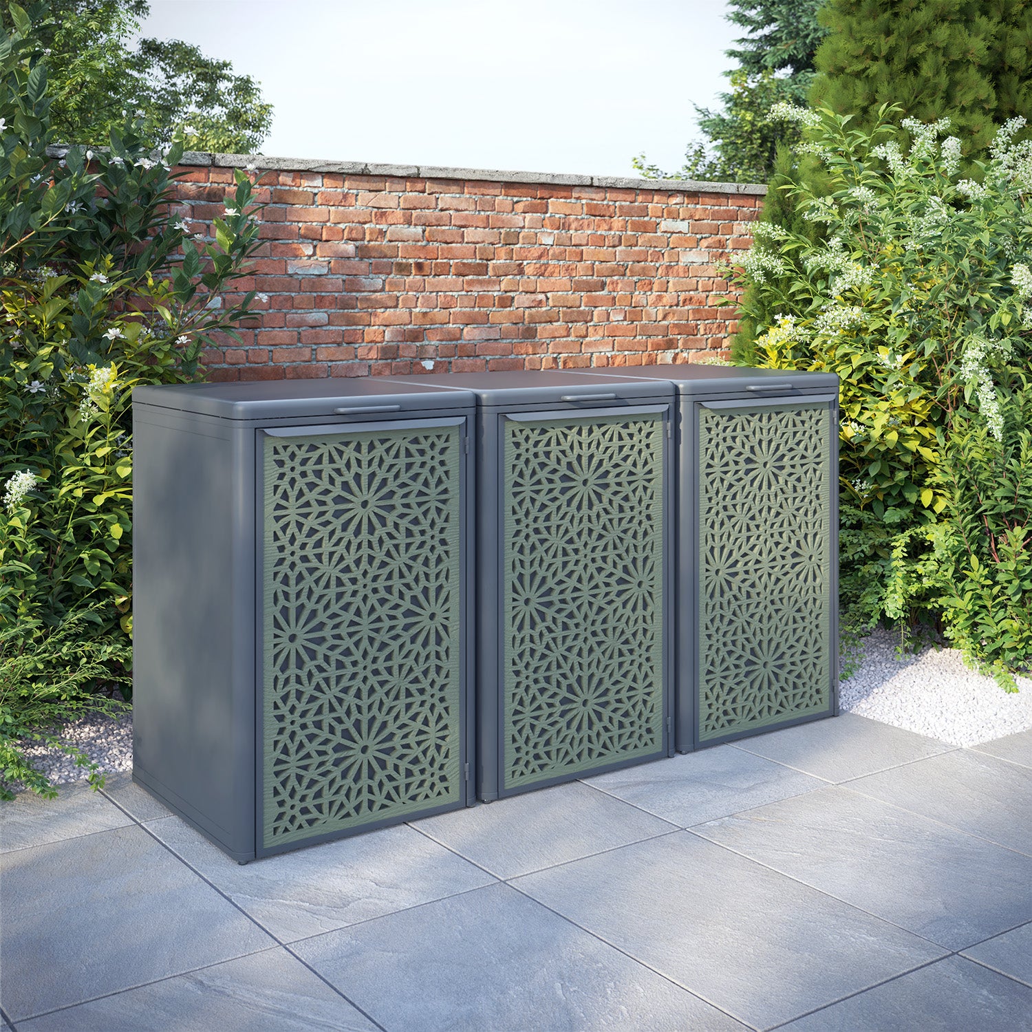 Curva Anthracite Grey 3 Bin Store with Alnara Door Screen