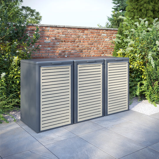 Curva Anthracite Grey 3 Bin Store with Aspen Door Screen