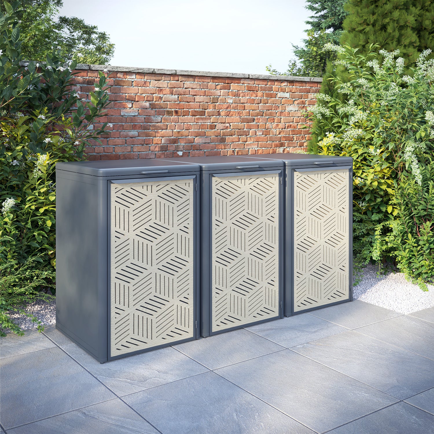Curva Anthracite Grey 3 Bin Store with Cubed Door Screen