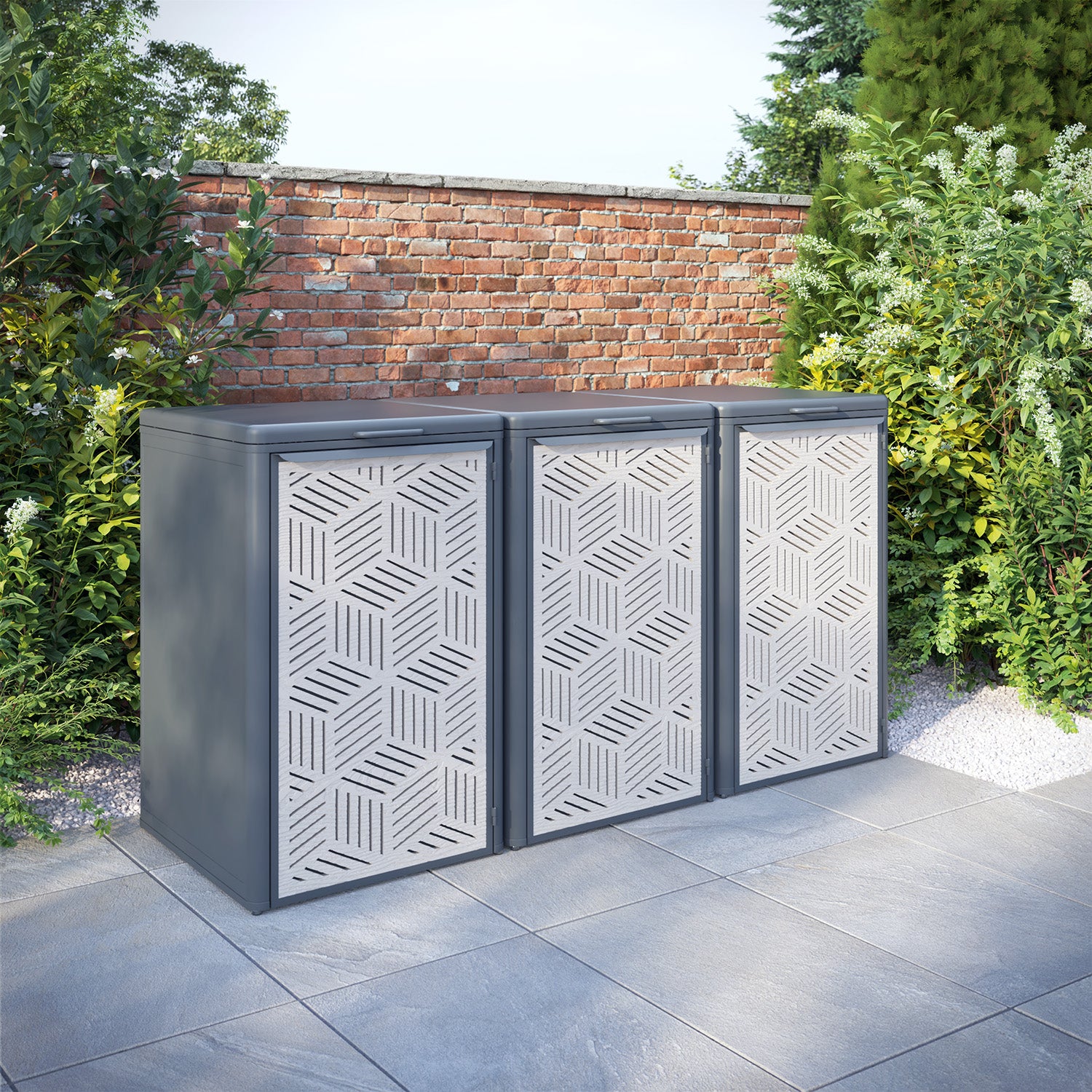 Curva Anthracite Grey 3 Bin Store with Cubed Door Screen