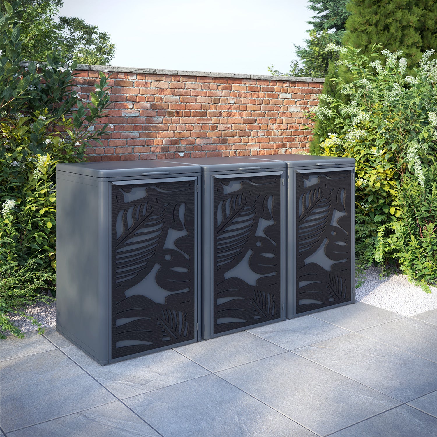 Curva Anthracite Grey 3 Bin Store with Fauna Door Screen