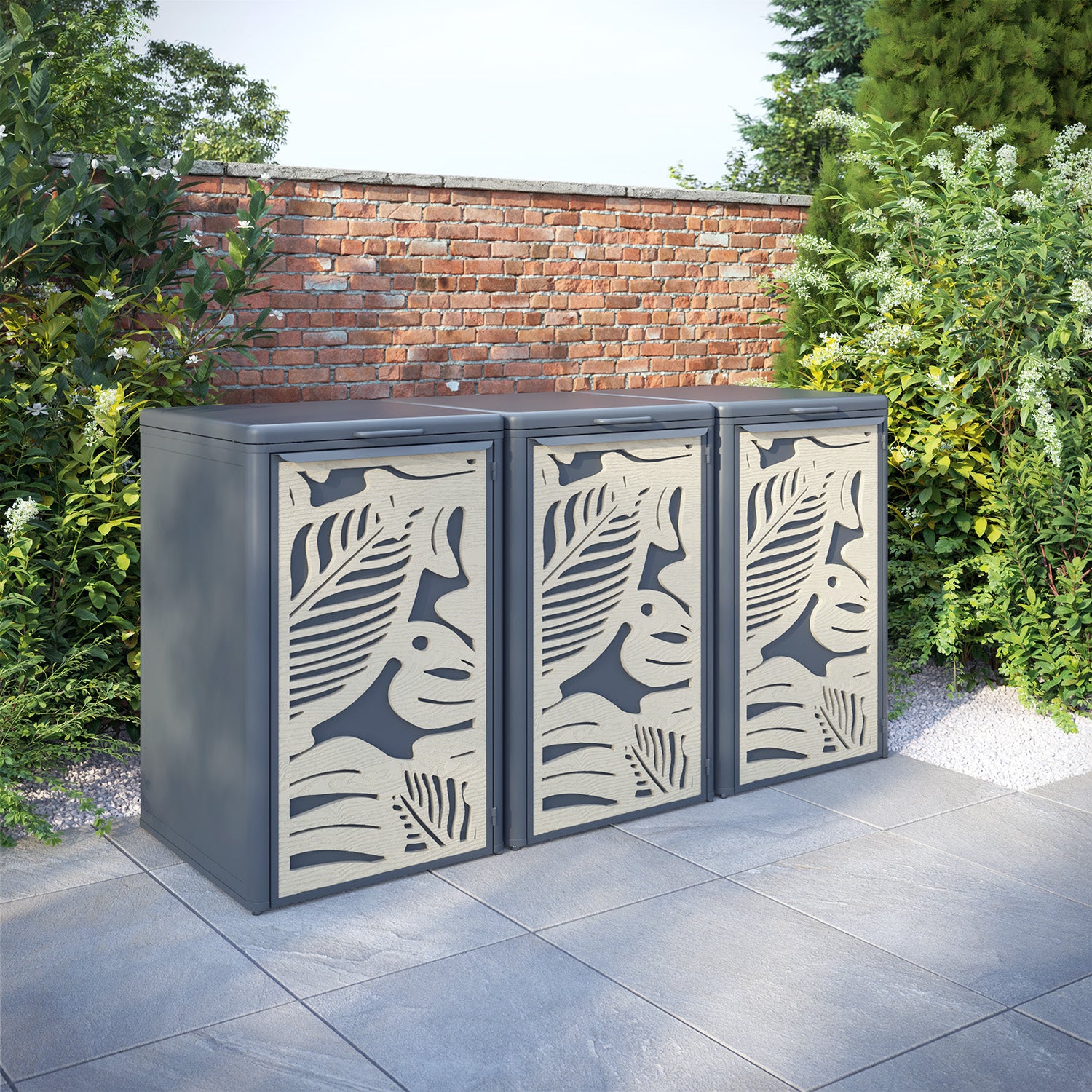 Curva Anthracite Grey 3 Bin Store with Fauna Door Screen