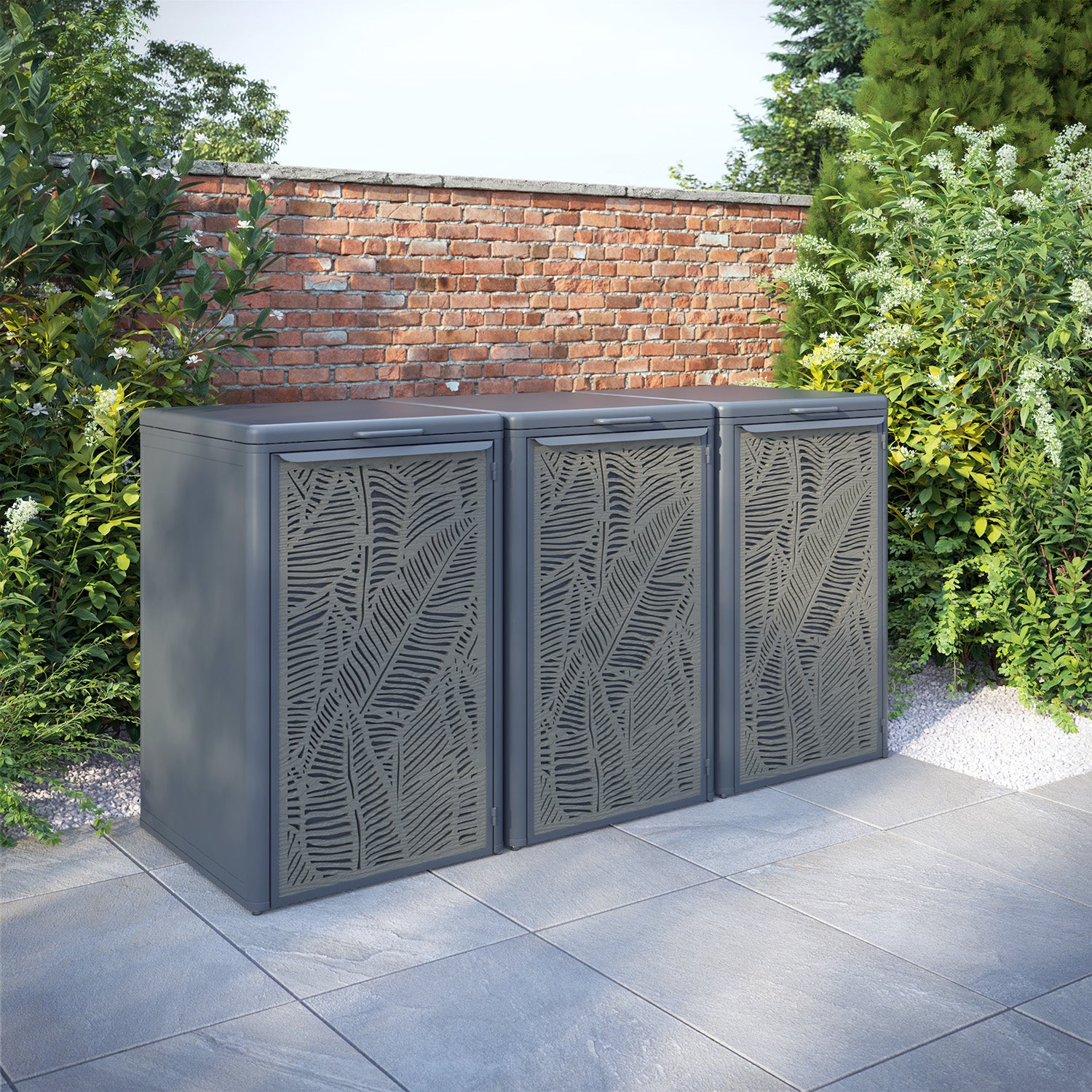 Curva Anthracite Grey 3 Bin Store with Feather Door Screen