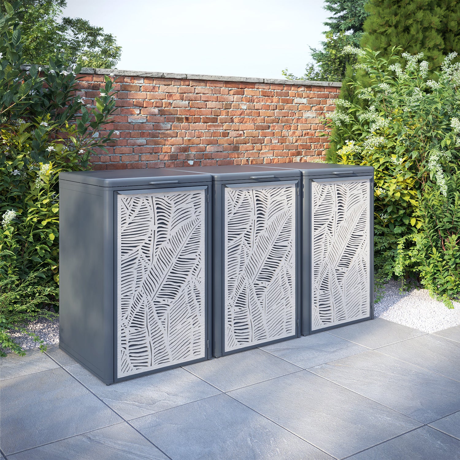 Curva Anthracite Grey 3 Bin Store with Feather Door Screen