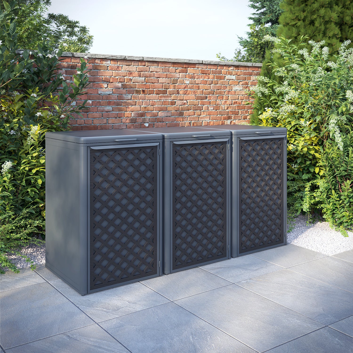 Curva Anthracite Grey 3 Bin Store with Hive Door Screen