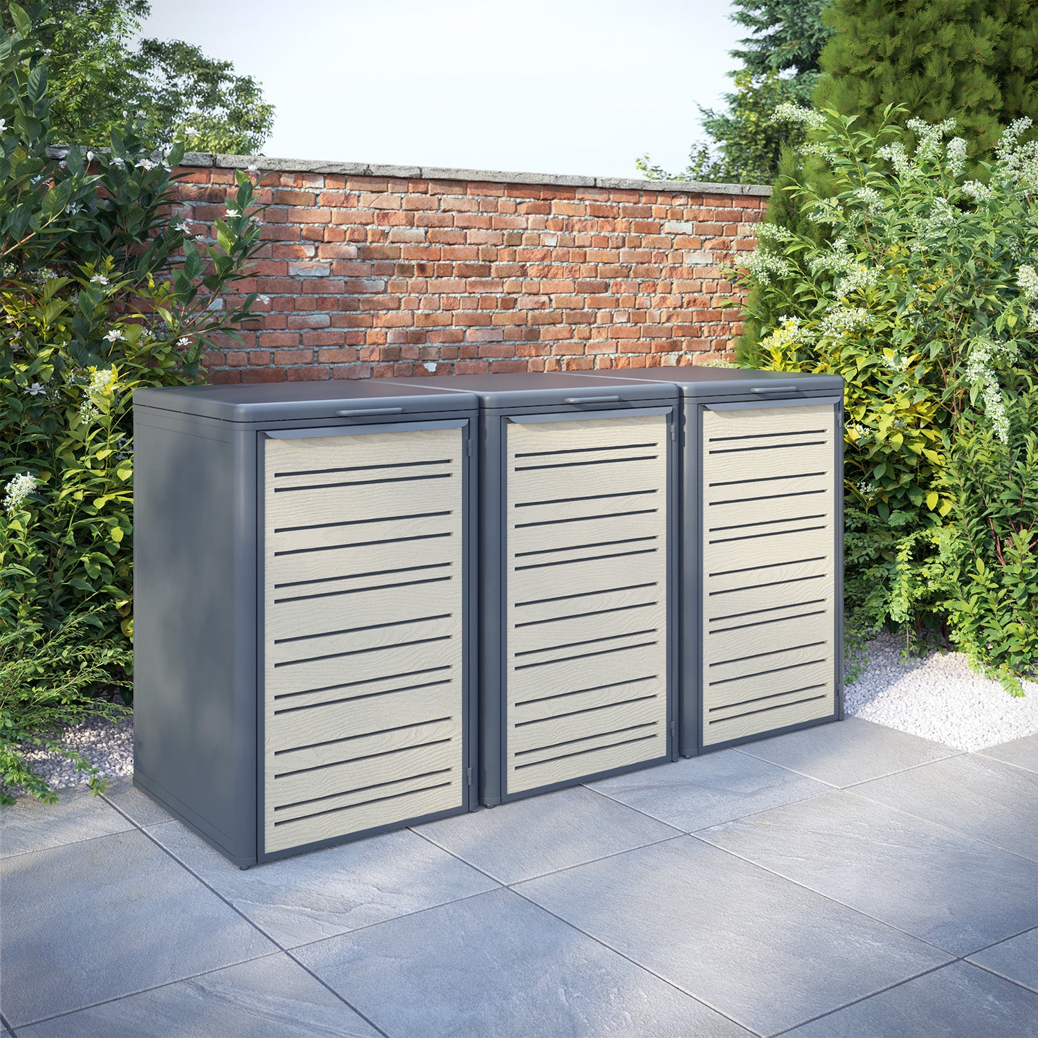 Curva Anthracite Grey 3 Bin Store with Linea Door Screen