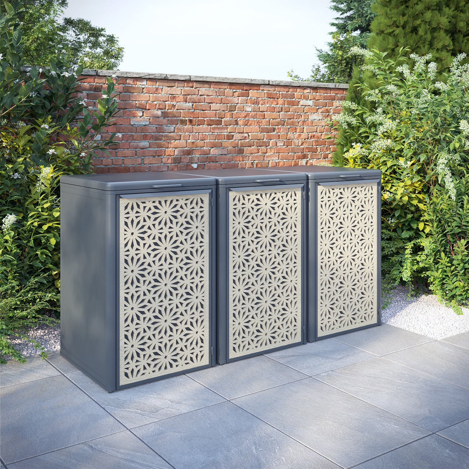 Curva Anthracite Grey 3 Bin Store with Narwa Door Screen