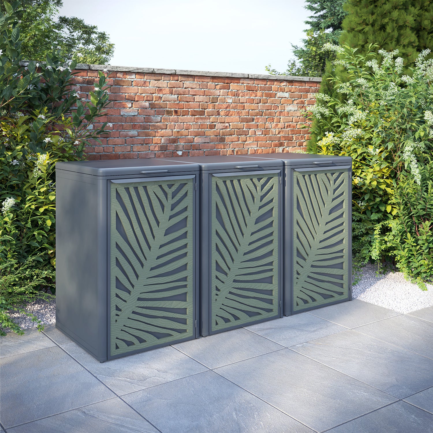 Curva Anthracite Grey 3 Bin Store with Palm Door Screen