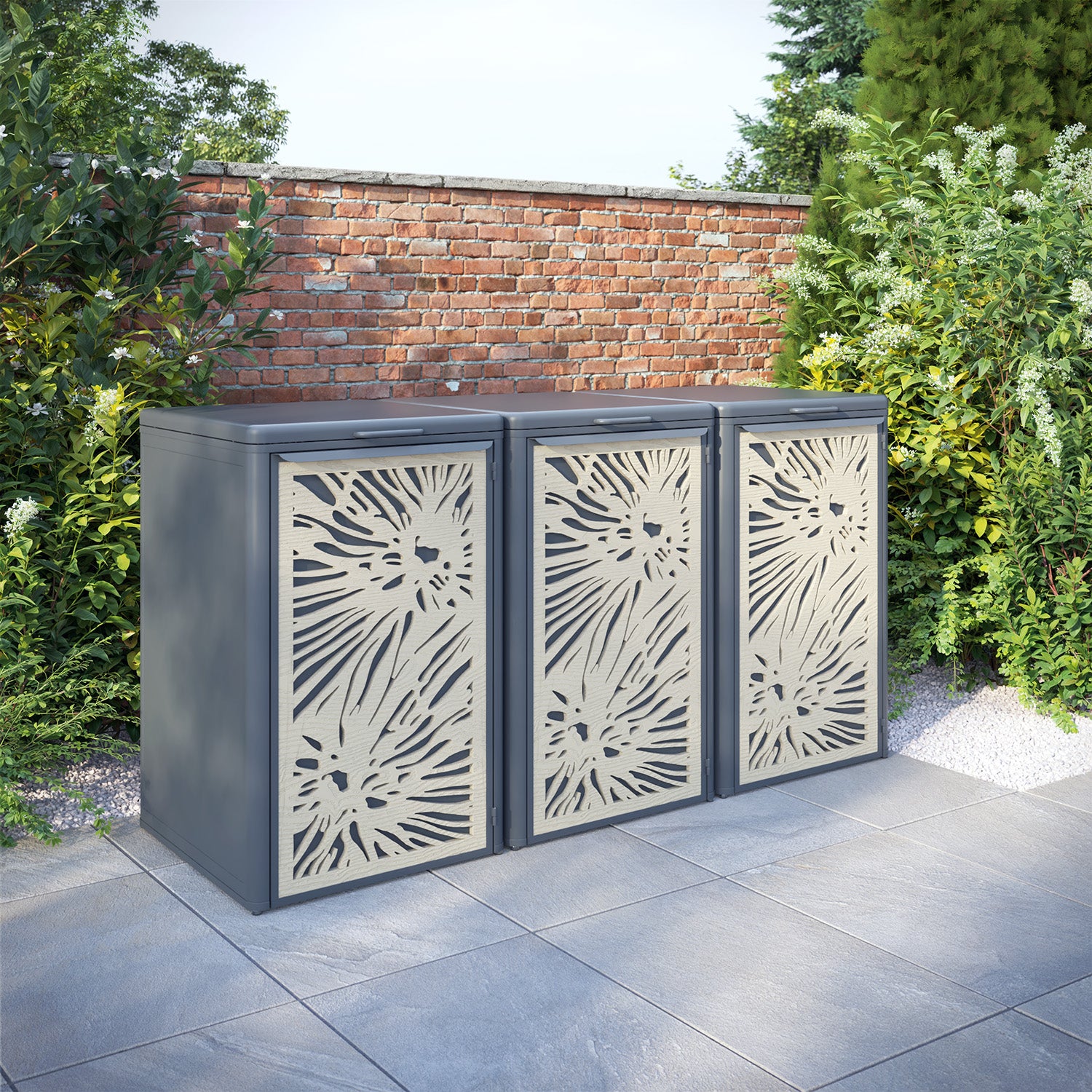 Curva Anthracite Grey 3 Bin Store with Poppy Door Screen
