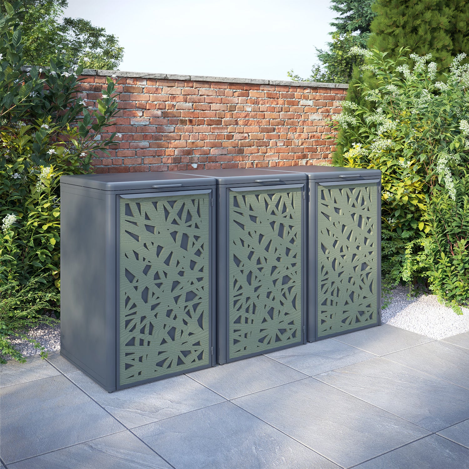 Curva Anthracite Grey 3 Bin Store with Prism Door Screen